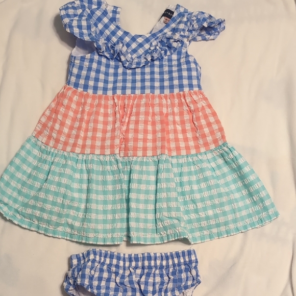 Andy & Evan Blue, Pink, and Green Gingham Dress - Picture 1 of 2